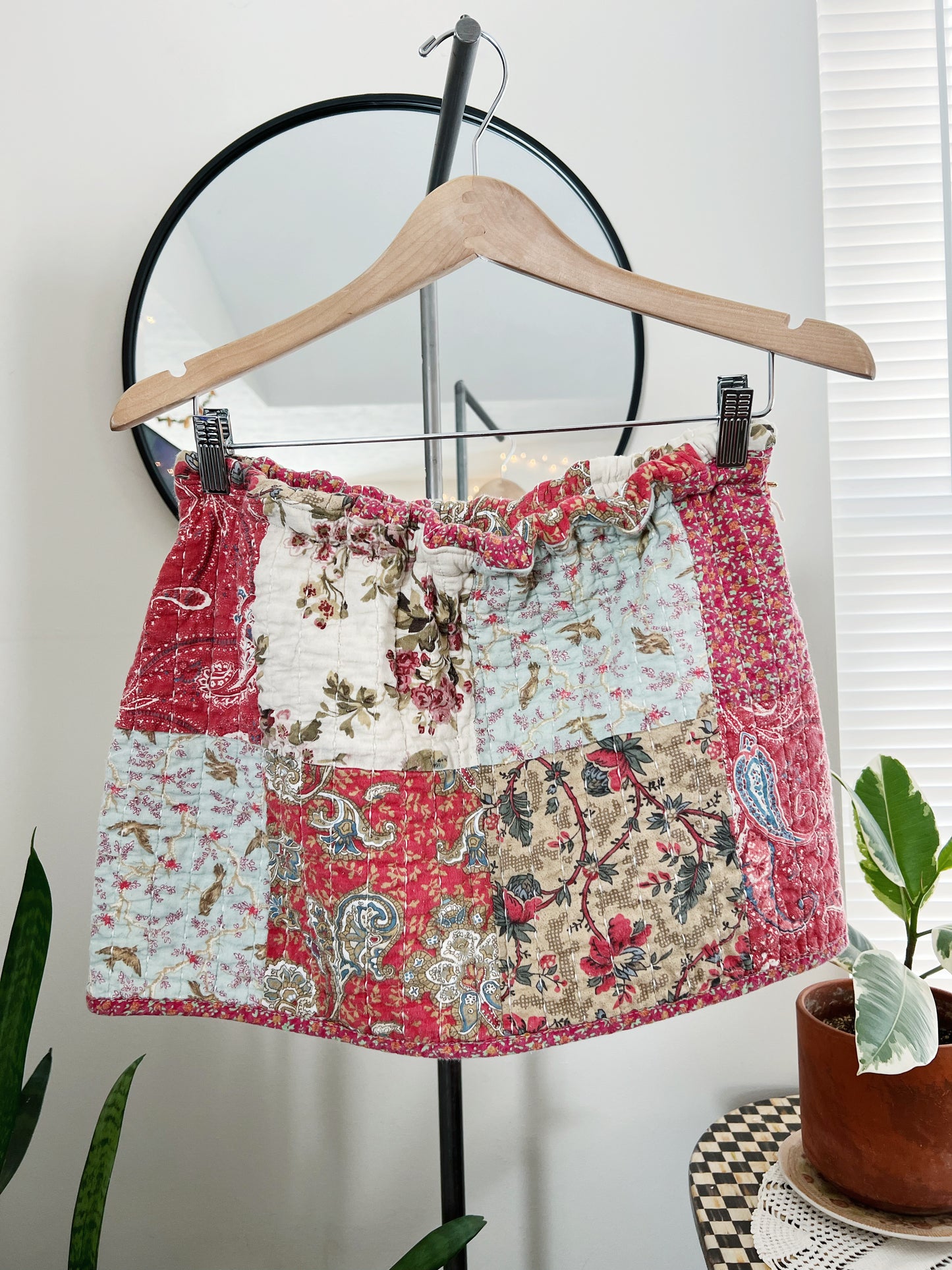 Quilted Mini Skirt: Vintage Sunset