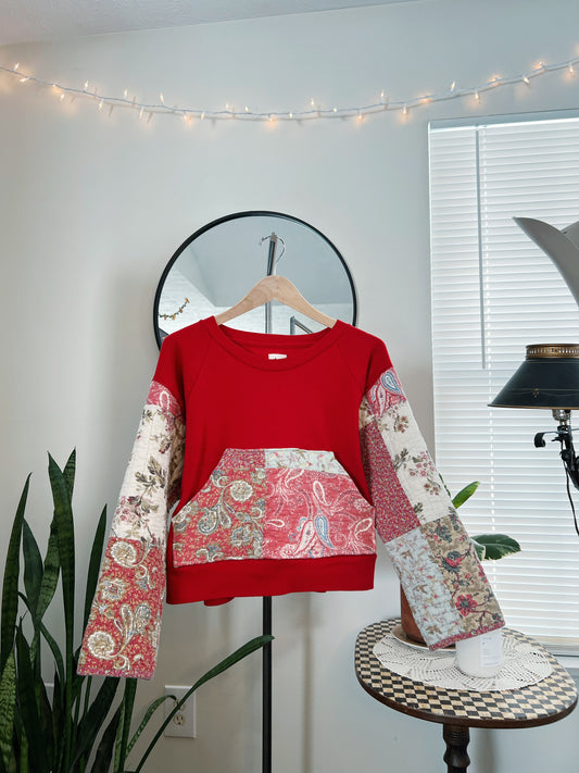 Quilted Sleeve Crewneck